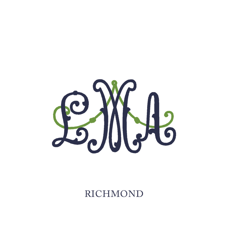 Wallace Monograms - Mount Pleasant. See samples of this monogram by searching #wpc_mountpleasant on social media.
